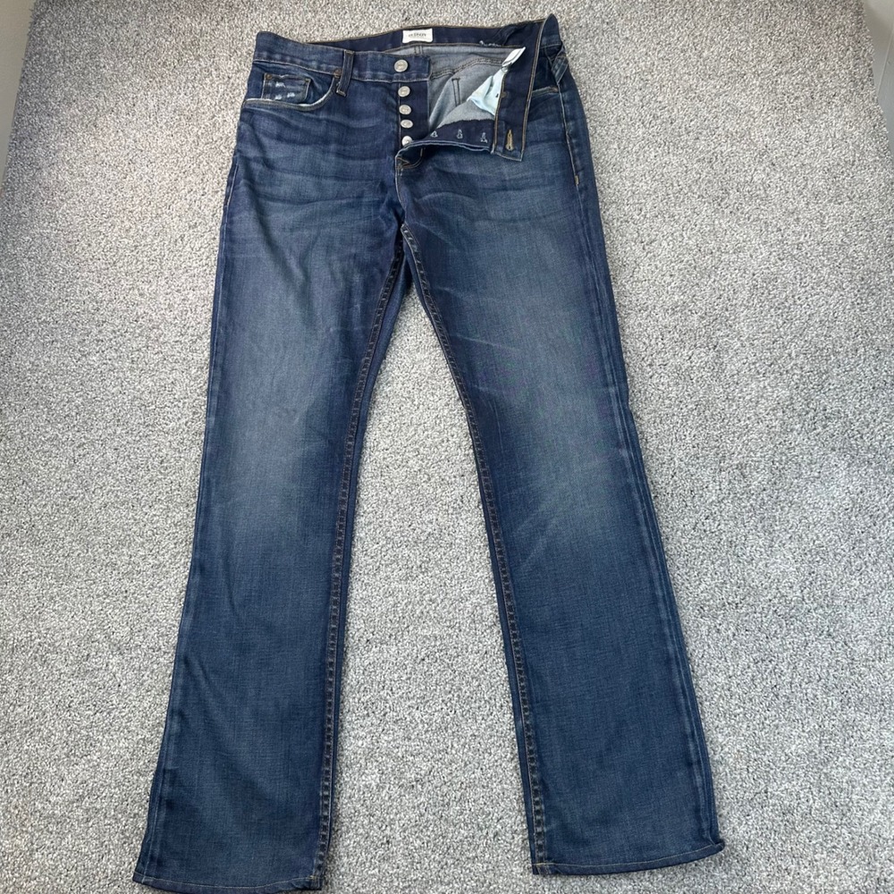 Hudson Byron Straight Leg Jeans Mens 33 Dark Wash Button Fly USA Denim FLAW